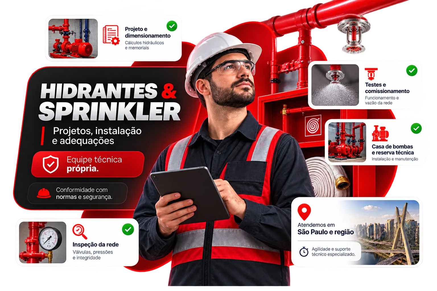 Manutenção e Projetos de Hidrantes e rede de Sprinklers